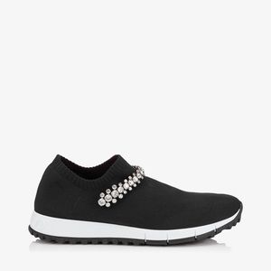 Jimmy Choo Verona Black Knit Trainers with Crystal Detailing